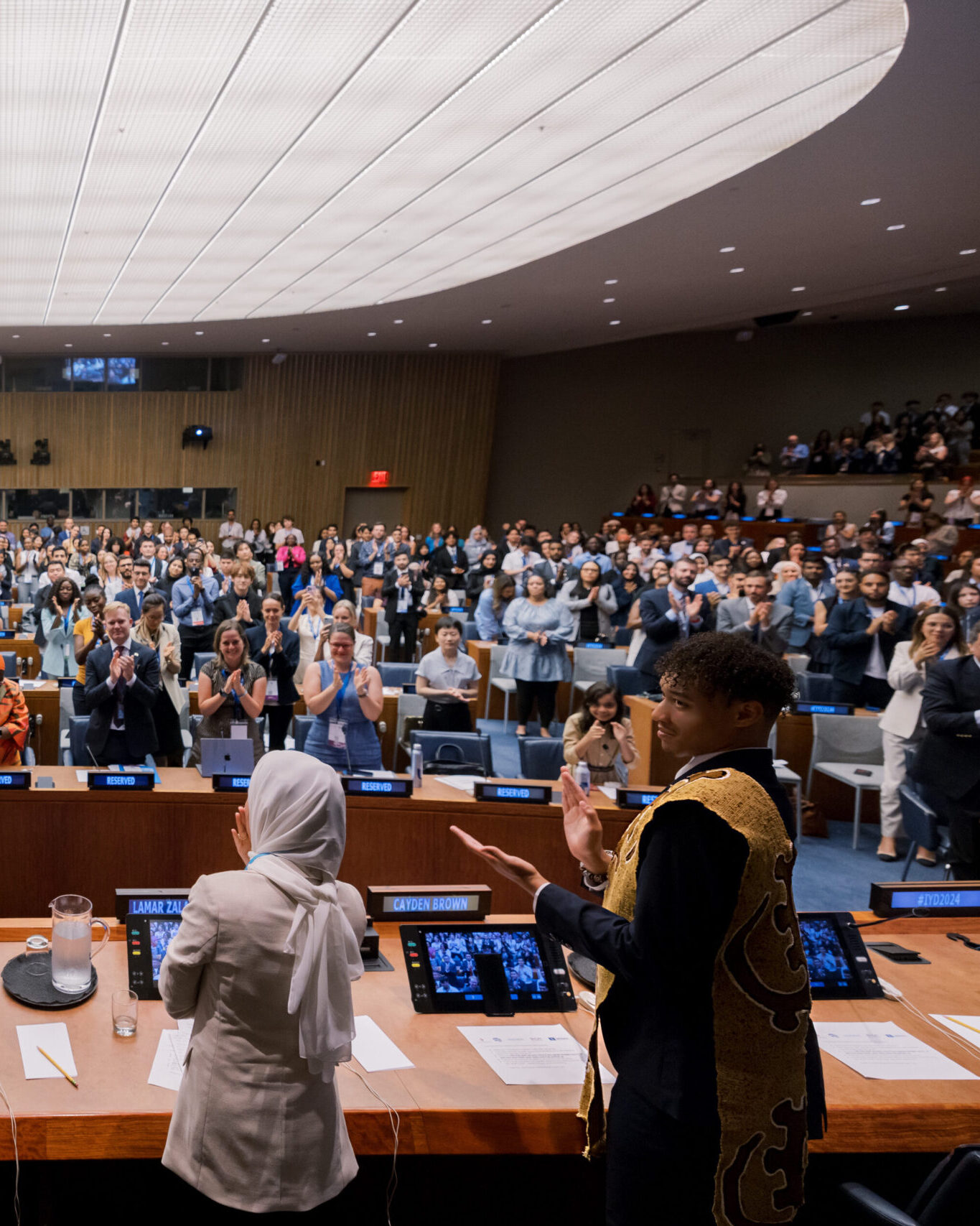 Cayden speaking at the United Nations Headquarters, NY